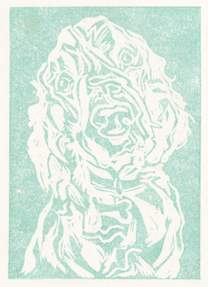 Lino Print - Goose Seafoam